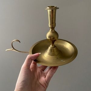 Vintage Brass Chamberstick Candle Holder